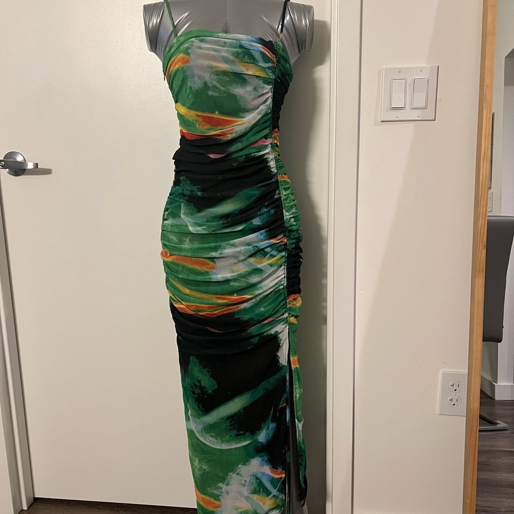 Elegant Multicolor Ruched Dress